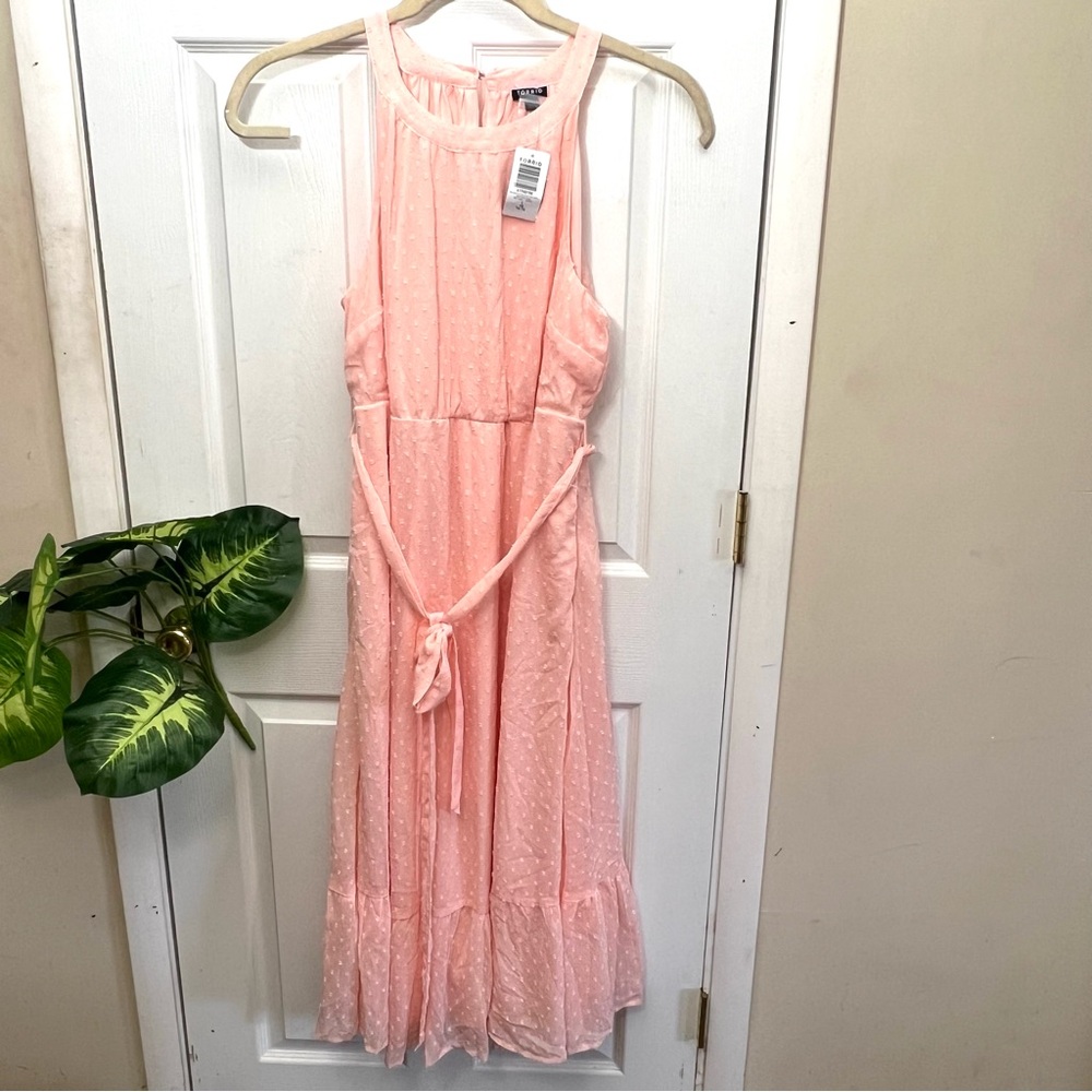 Torrid Pink Clip Dot Tiered Dress Maxi Size 1X(14-16) New - Picture 5 of 12